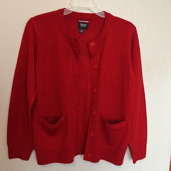 French Toast Girls' Anti-Pill Crew Neck Cardigan Sweater/ Buttons /packets - Picture 3 of 8